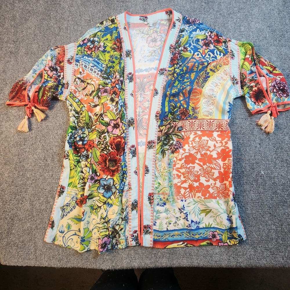 John Mark M Womens Boho Floral Embroidered Kimono Tunic Tassel Festival Concert - Picture 7 of 16